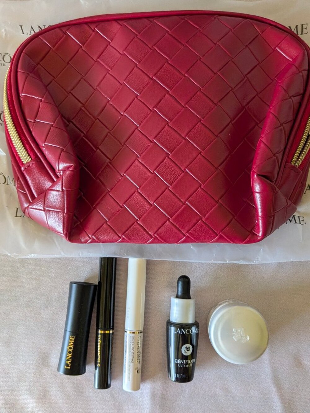 Lancome Red Cosmetic bag 6-Pc Gift Set Definicils Genifique Renergie